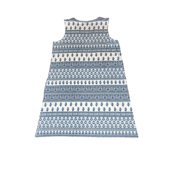 J.Jill Wearever size L dress white/blue sleeveless pockets office summer cruise - Picture 2 of 8
